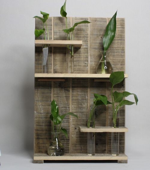 Wooden Wall Hanging Hydroponic Plant Flower Pot